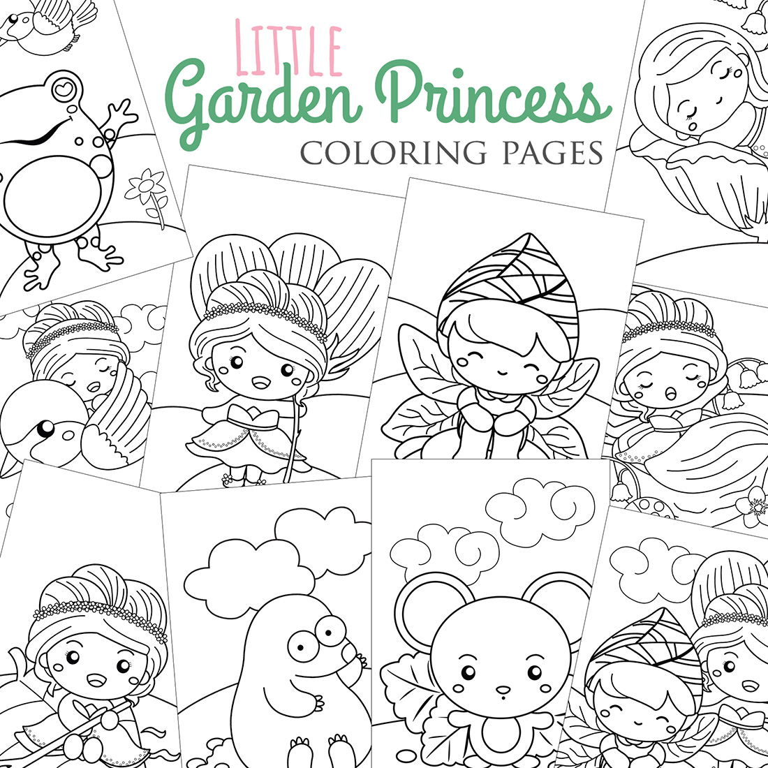 Little Garden Princess Girl Kids and Animal Cartoon Coloring Activity School for Kids and Adult cover image.