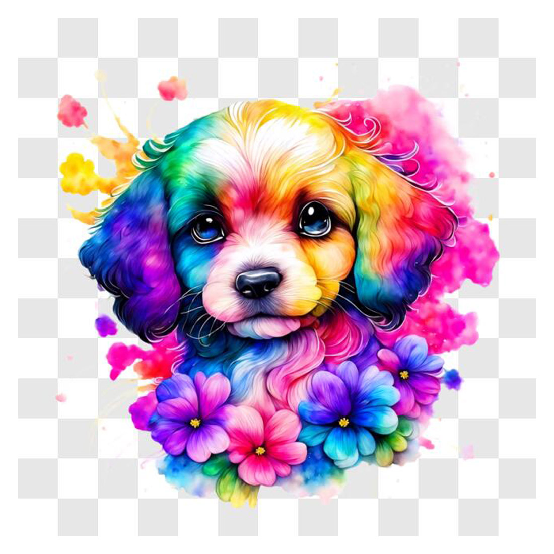 Colorful Dogs: Raising Awareness About Pet Overpopulation PNG preview image.