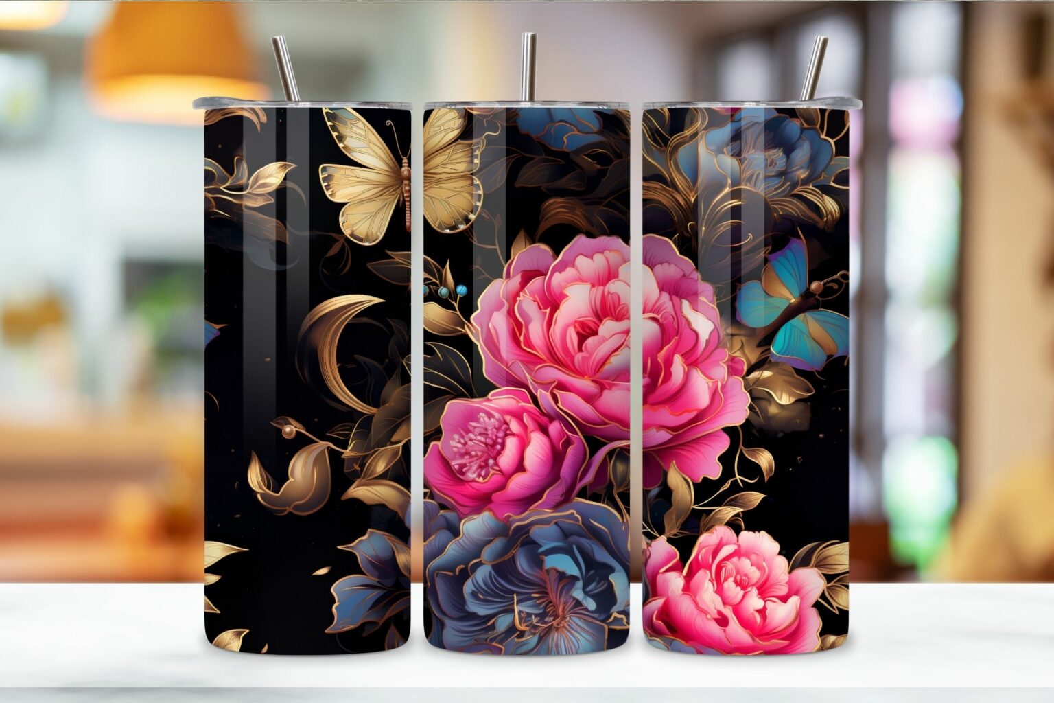 3d Flowers Butterflies Tumbler Wrap Alcohol Ink Butterflies 3d