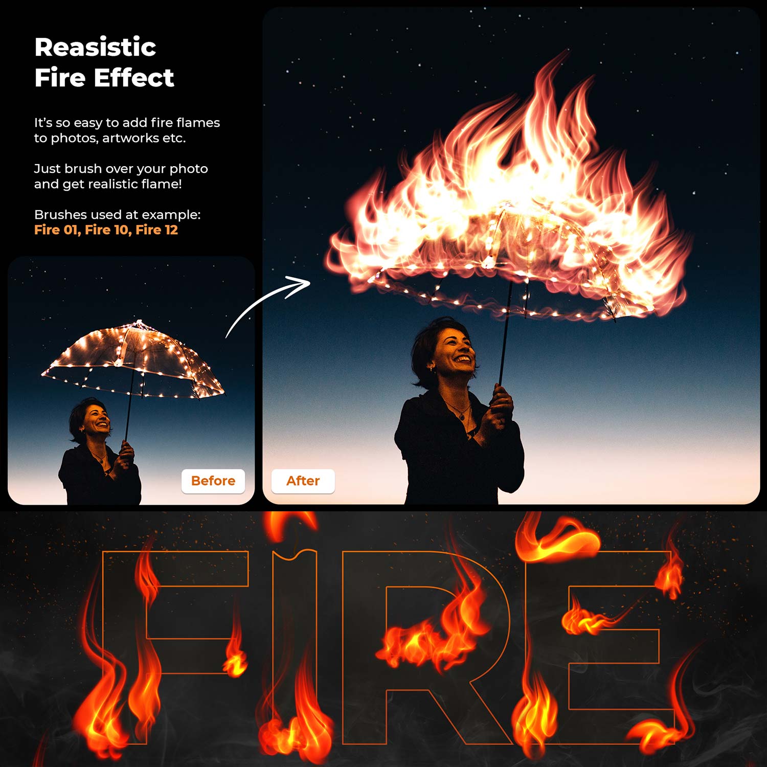 Fire Procreate Brushes preview image.
