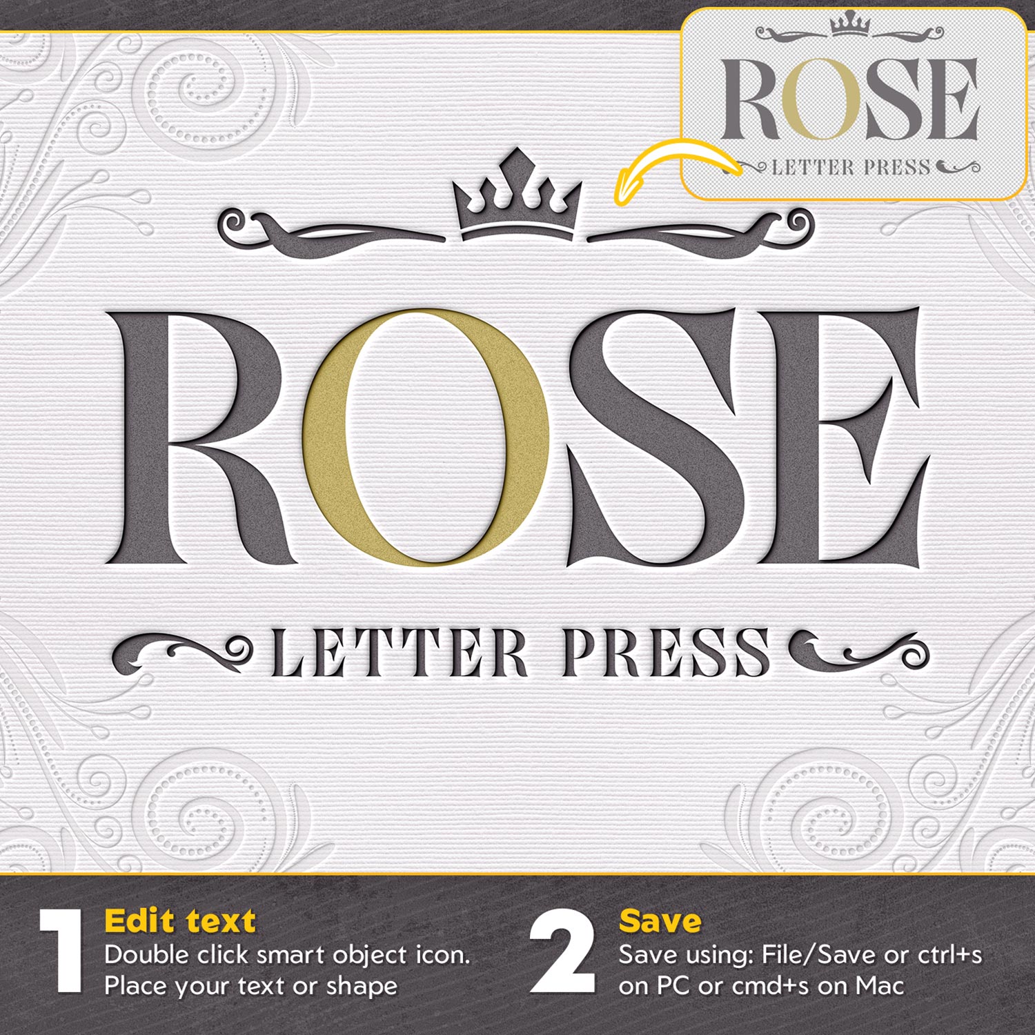 Letter Press Text & Logo Effect preview image.