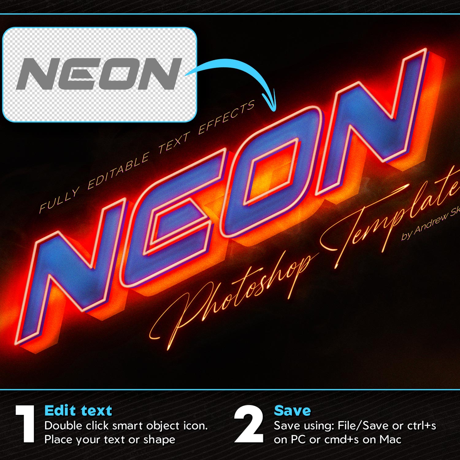 Neon Text Effect preview image.