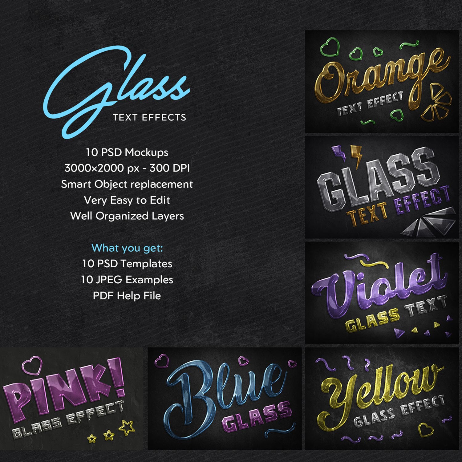 Glass Text Effects preview image.