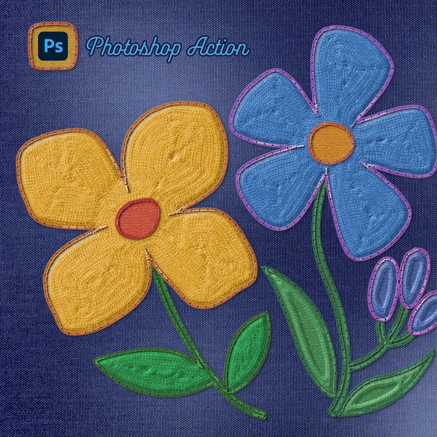 Embroidery Photoshop Action preview image.