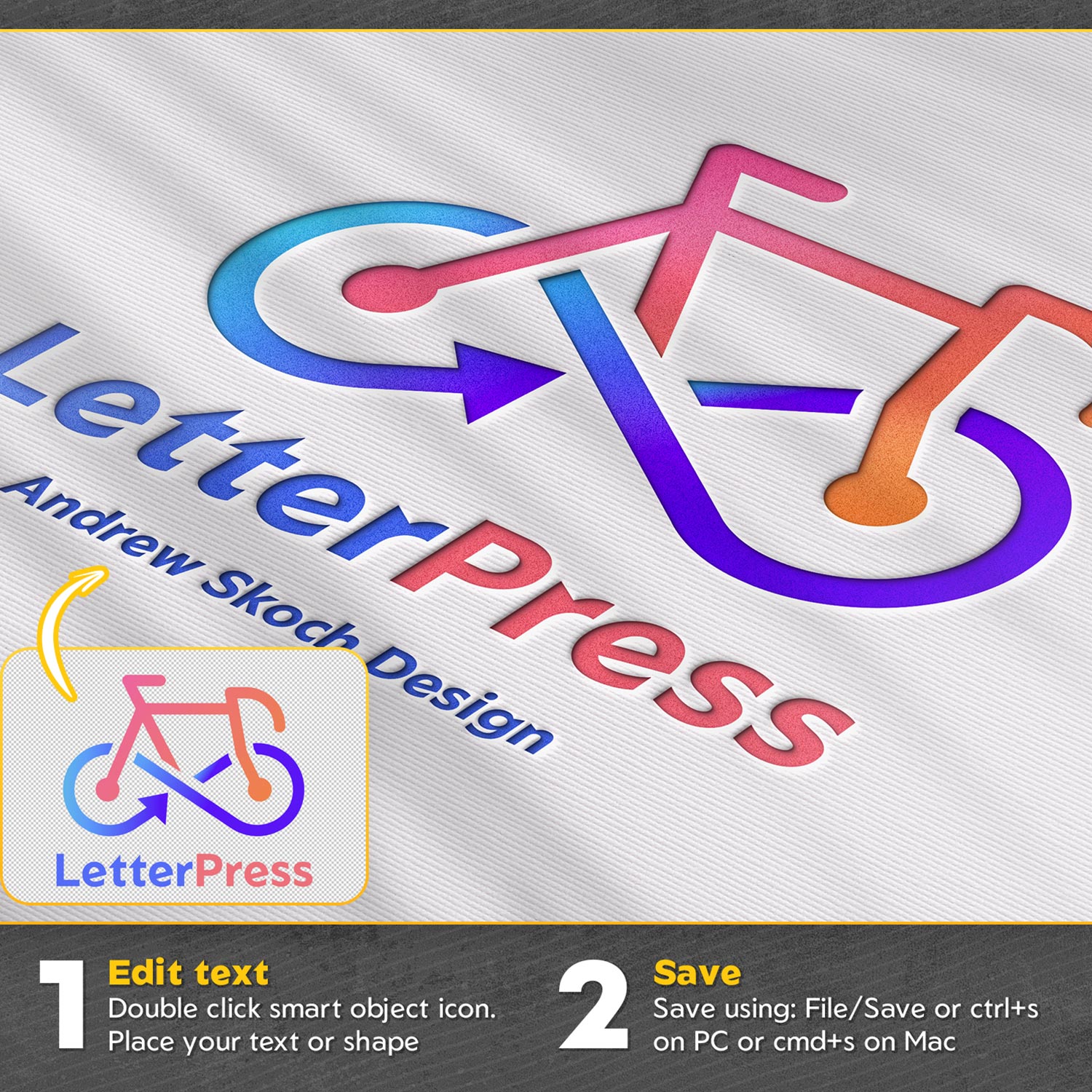 Letter Press Text & Logo Effect preview image.