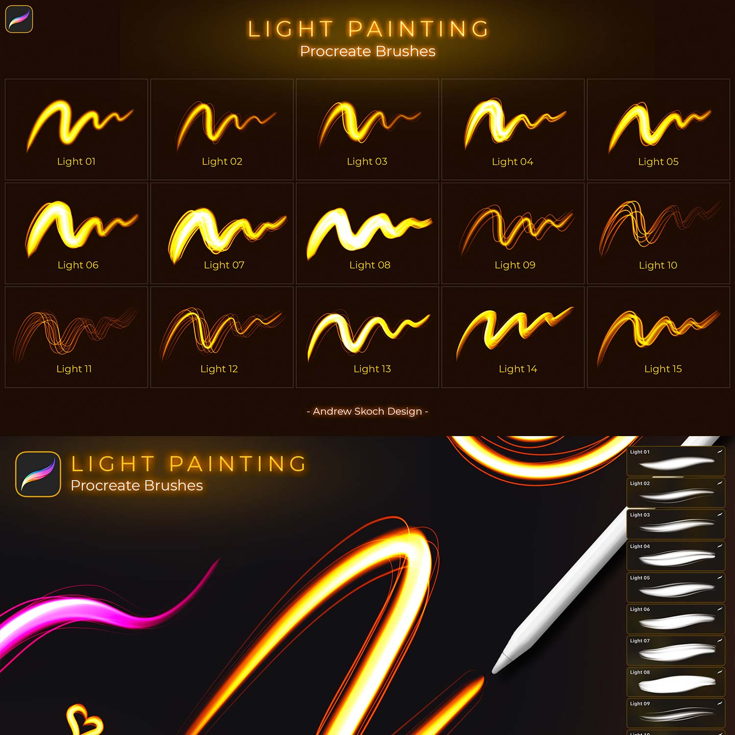 Light Painting Procreate Brushes preview image.