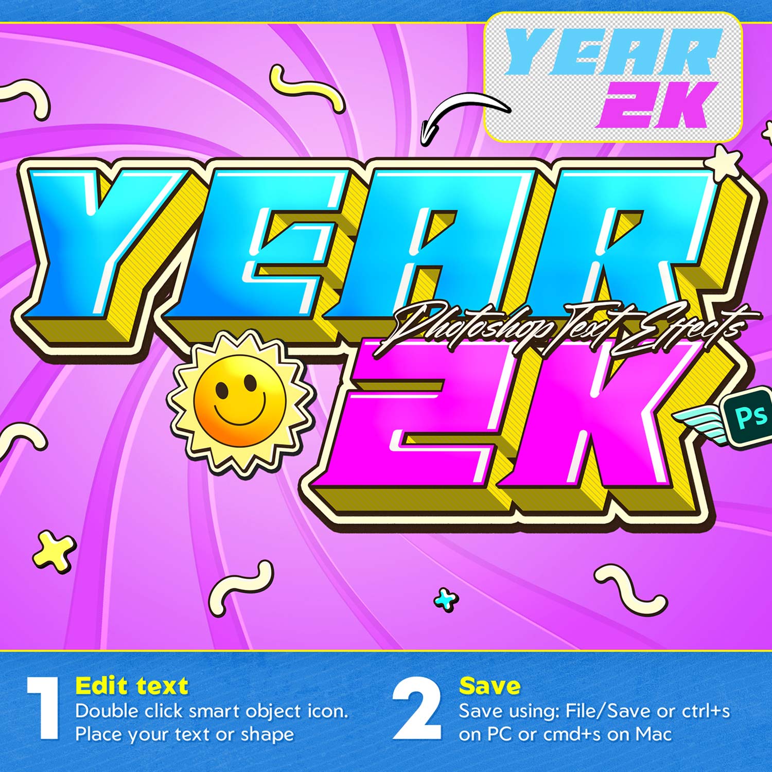 Y2k Text Effects preview image.