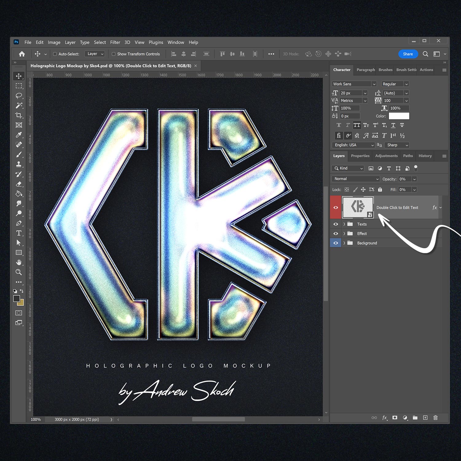 Holographic Logo Mockup preview image.