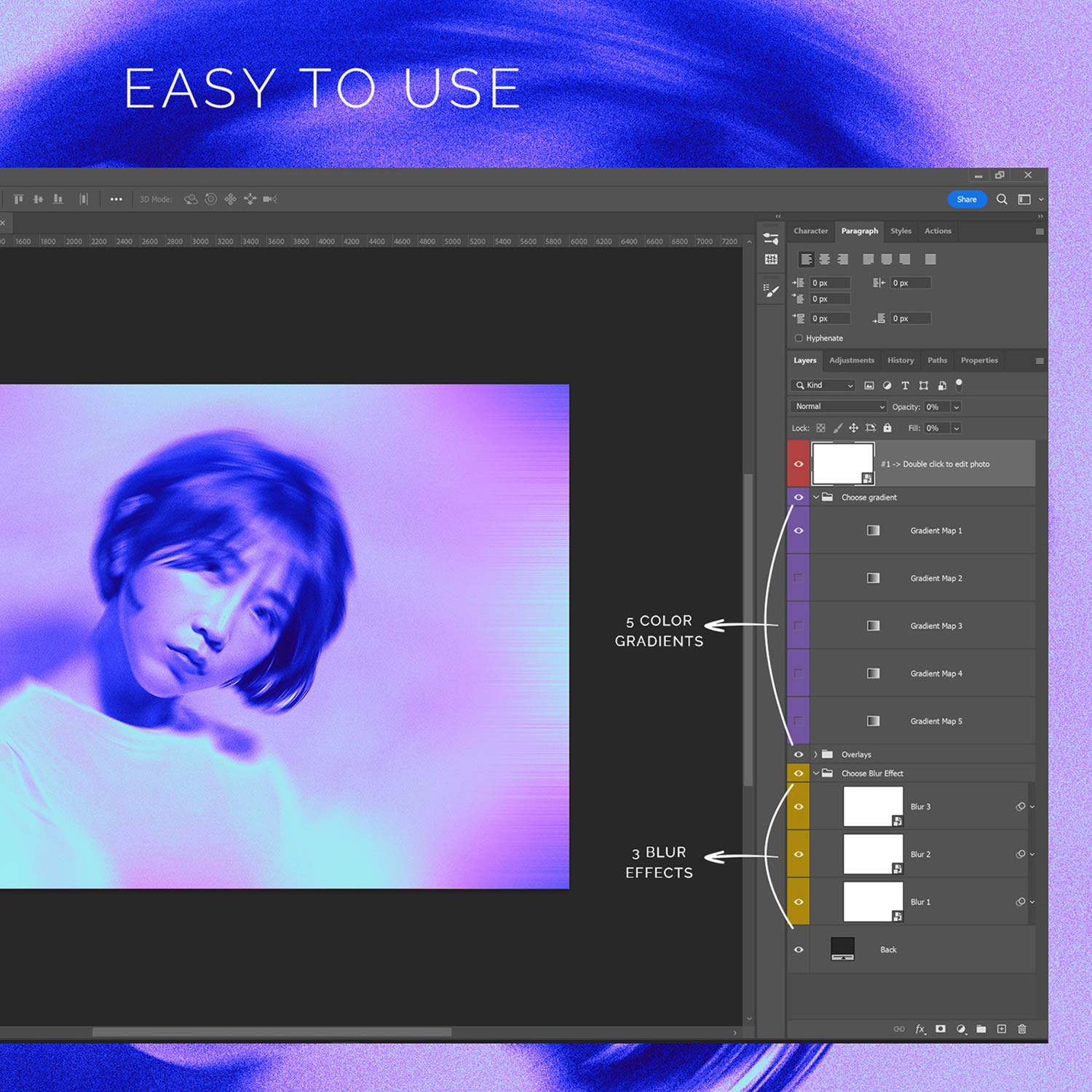Acid Blur Photo Template preview image.