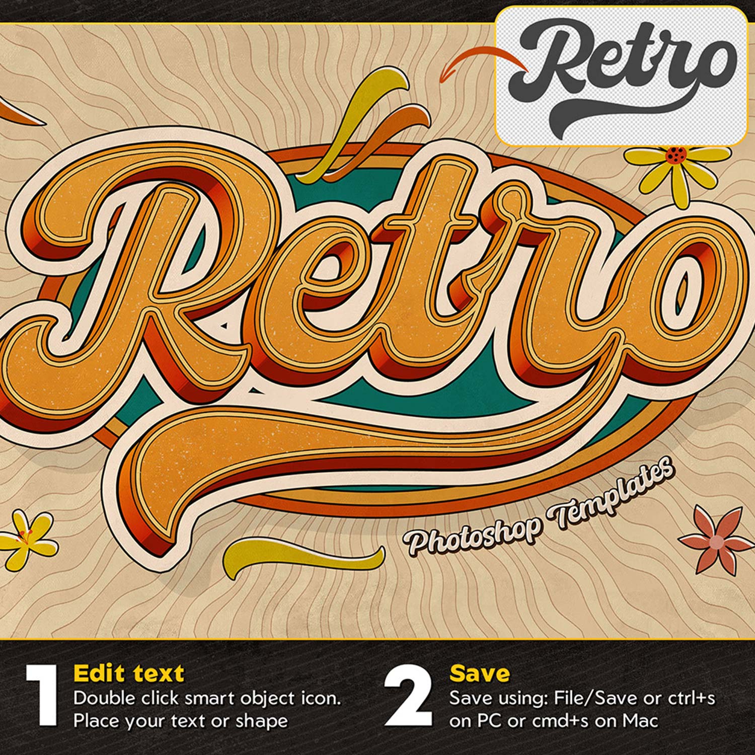 Retro Text Effects preview image.