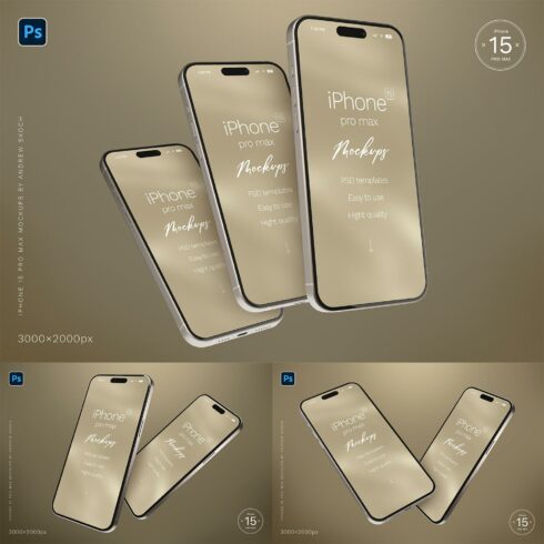 iPhone 15 Pro Max Mockups by Sko4 cover image.