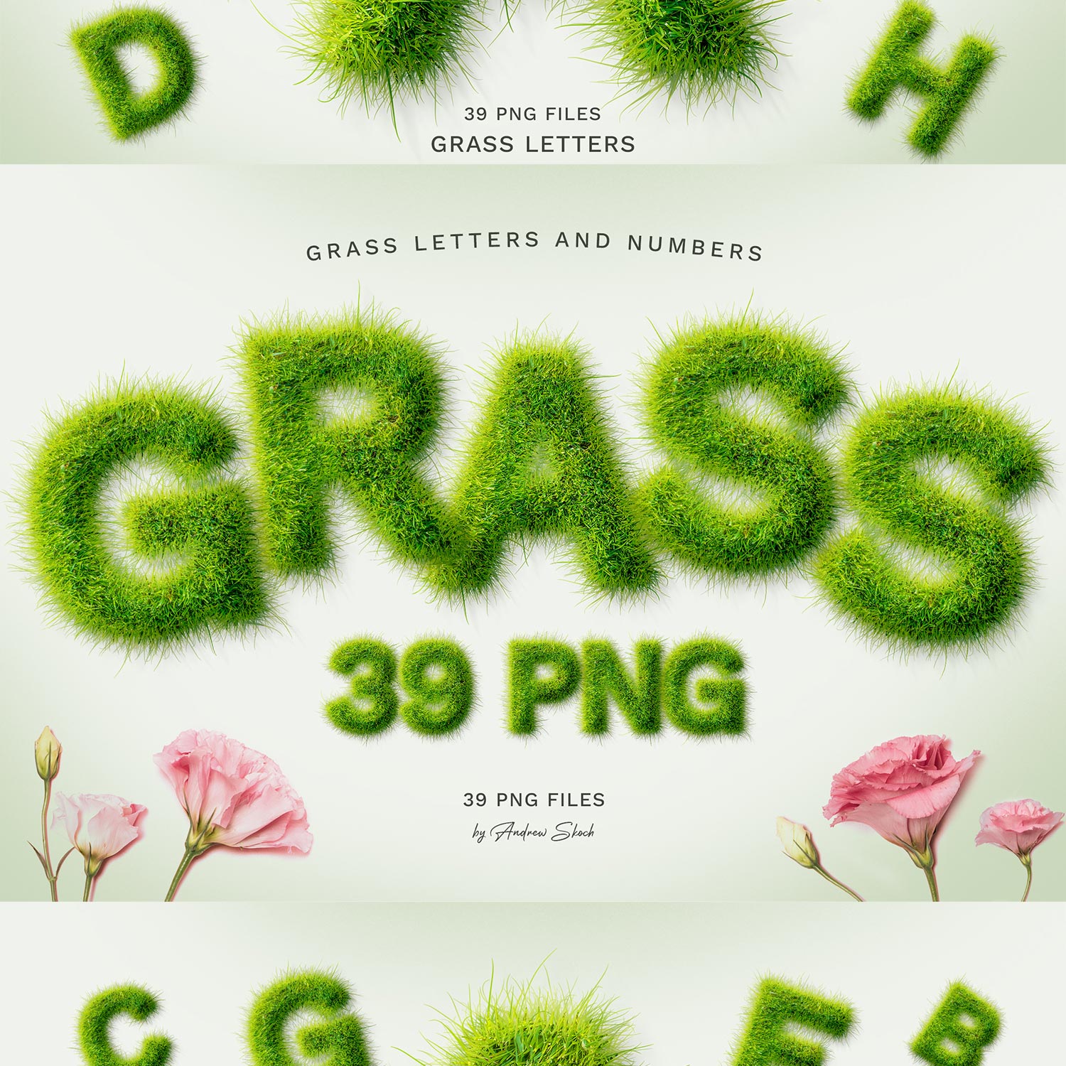 Grass Letters PNG Pack cover image.