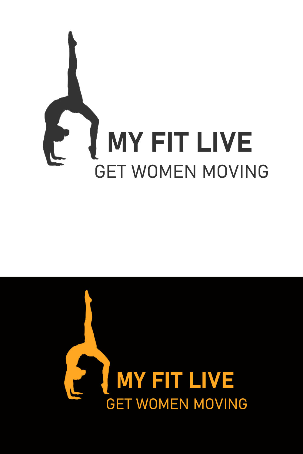 fitness logo, fitness women logo, exercise logo, pinterest preview image.