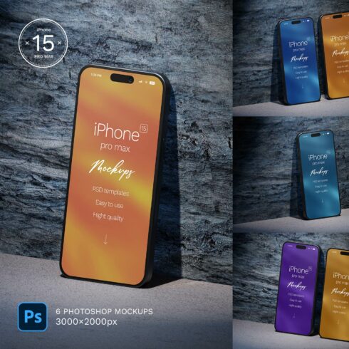 iPhone 15 Pro Max Mockups cover image.