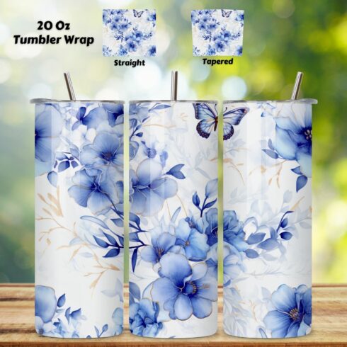 3D floral blossoms Tumbler Wrap, alcohol ink butterflies, 3d tumbler wrap, butterfly tumbler, designs popular, elegant tumbler, floral tumbler wrap cover image.