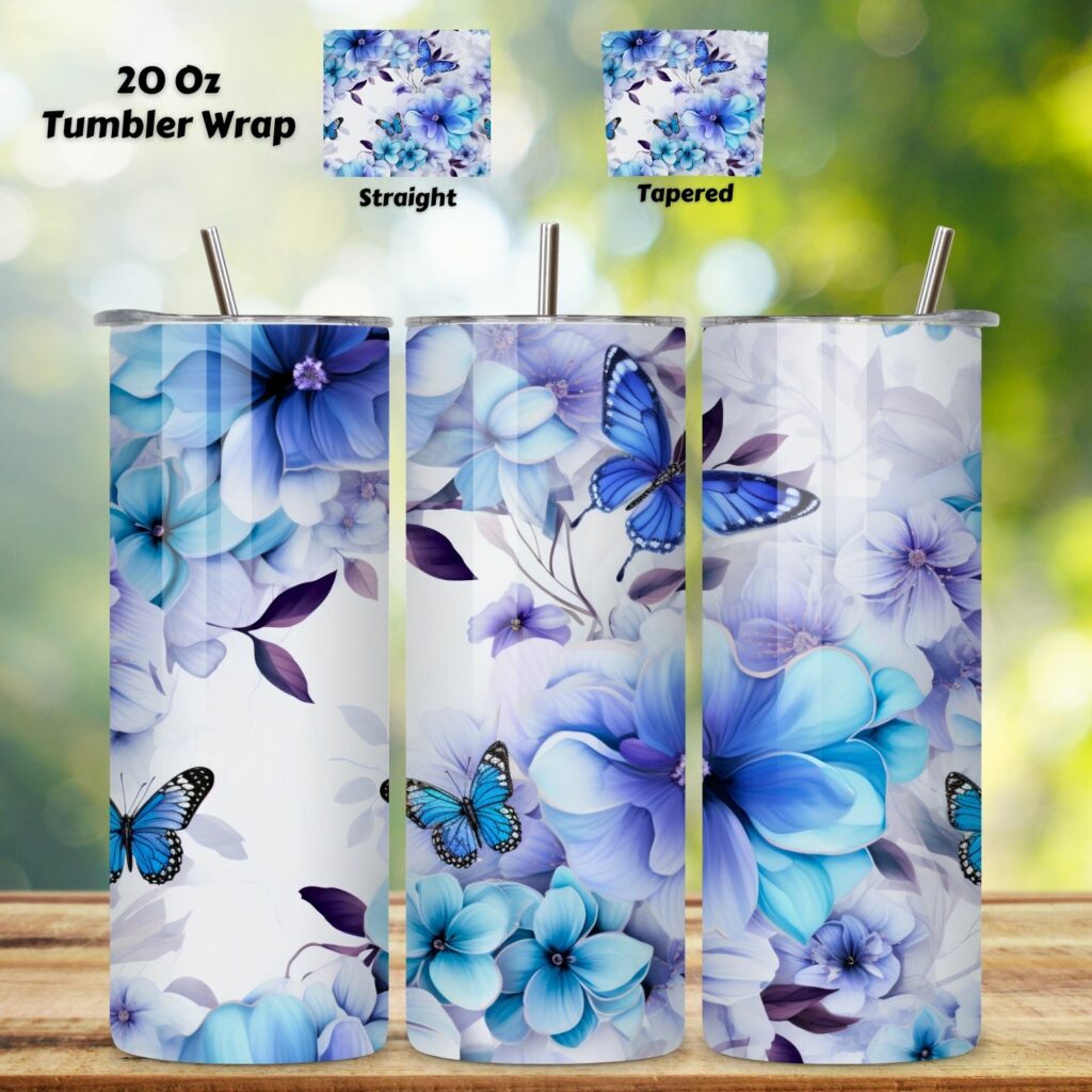 Celestial Blossoms Tumbler Design, alcohol ink butterflies, 3d ...