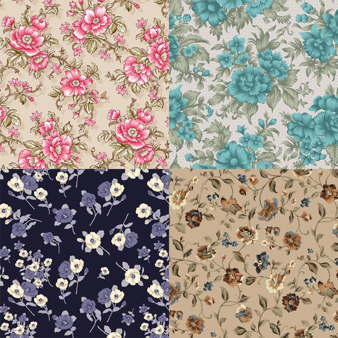 Floral Seamless Patterns for Textile Design cover image.