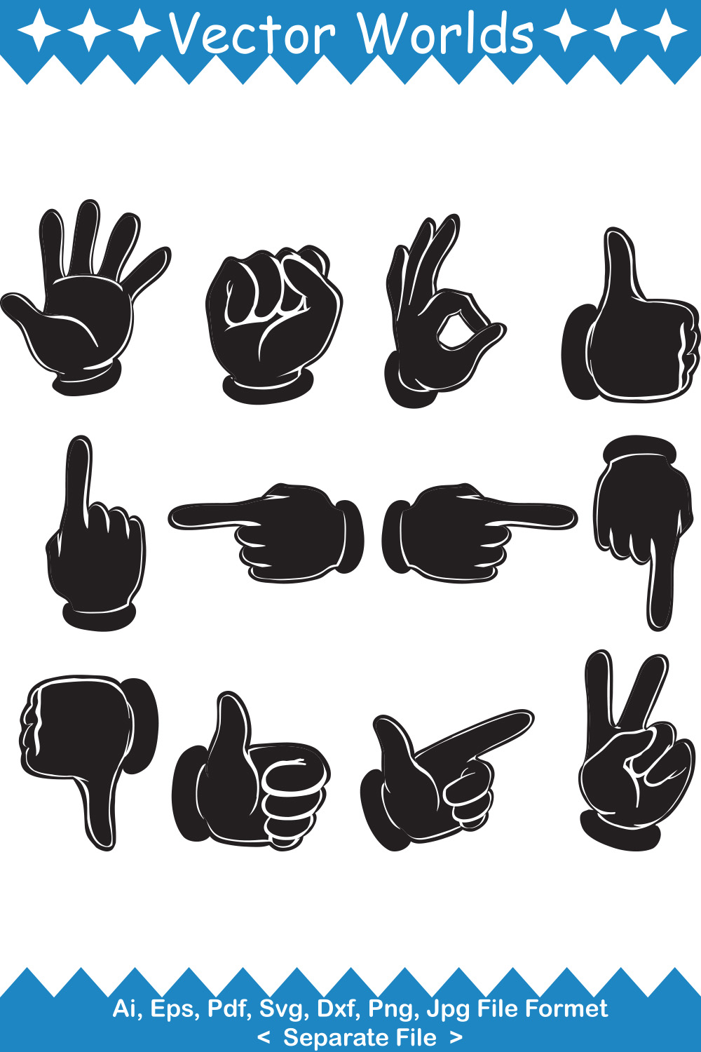 Hands Signs SVG Vector Design pinterest preview image.