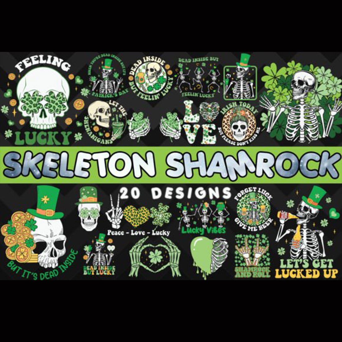 Skeleton St Patrick Day Bundle preview image.