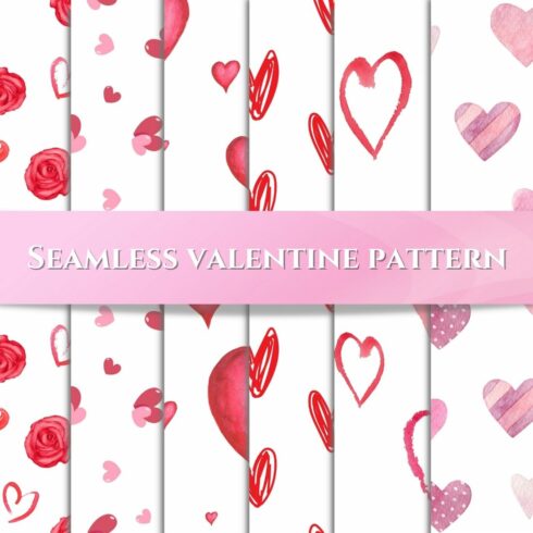 Seamless heart pattern bundles cover image.