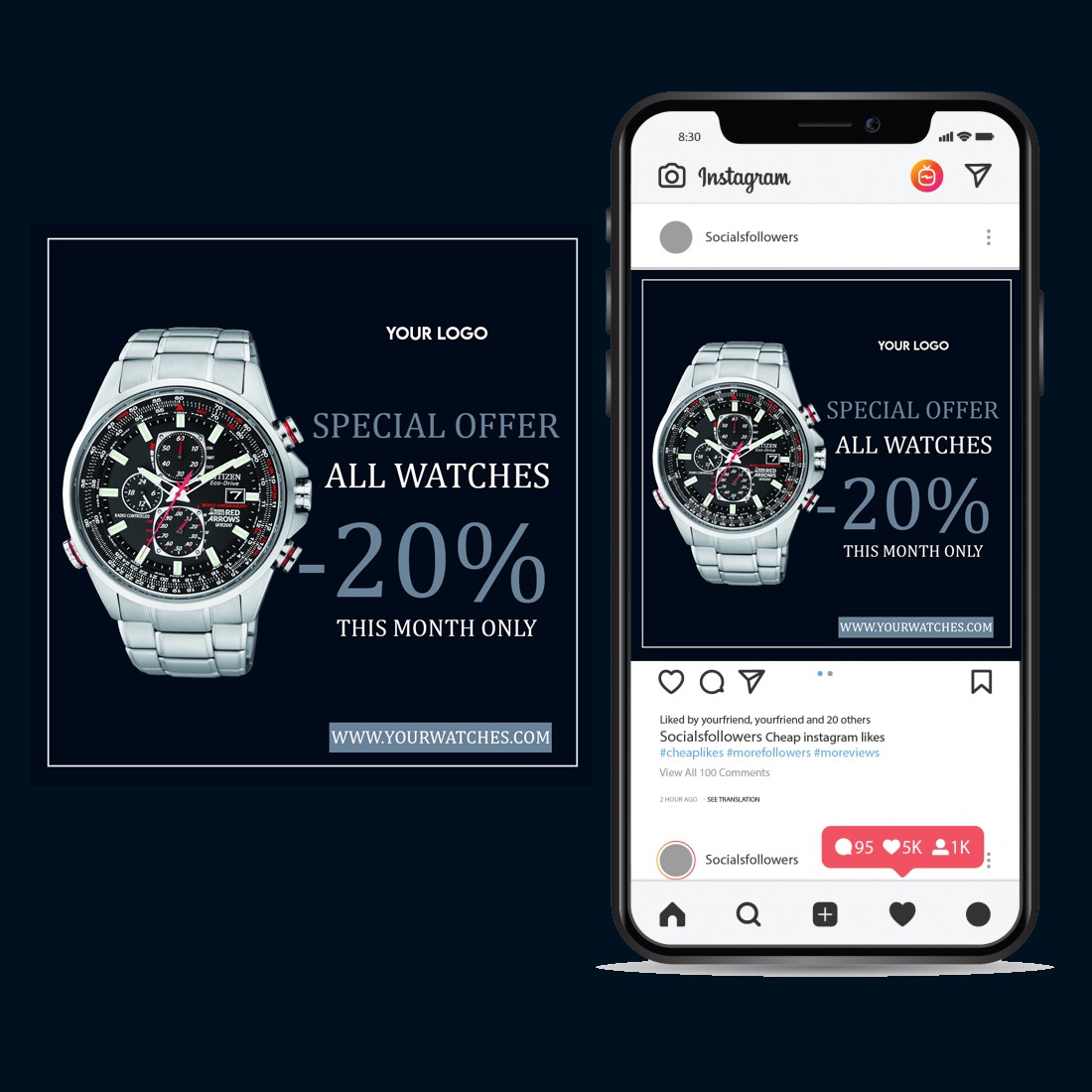 Social Media Post For Watch Selling preview image.