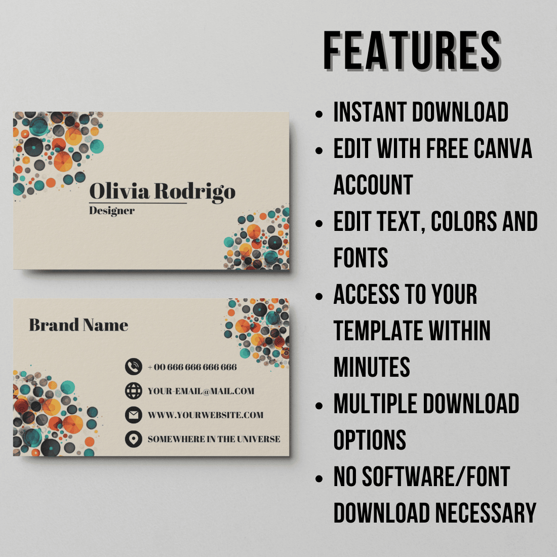 Modern Business Card Template - DIY Template - New Hight Quality Canva Business Cards Templates preview image.