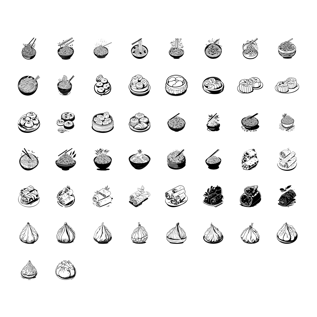 Chinese Food Element Draw Black preview image.