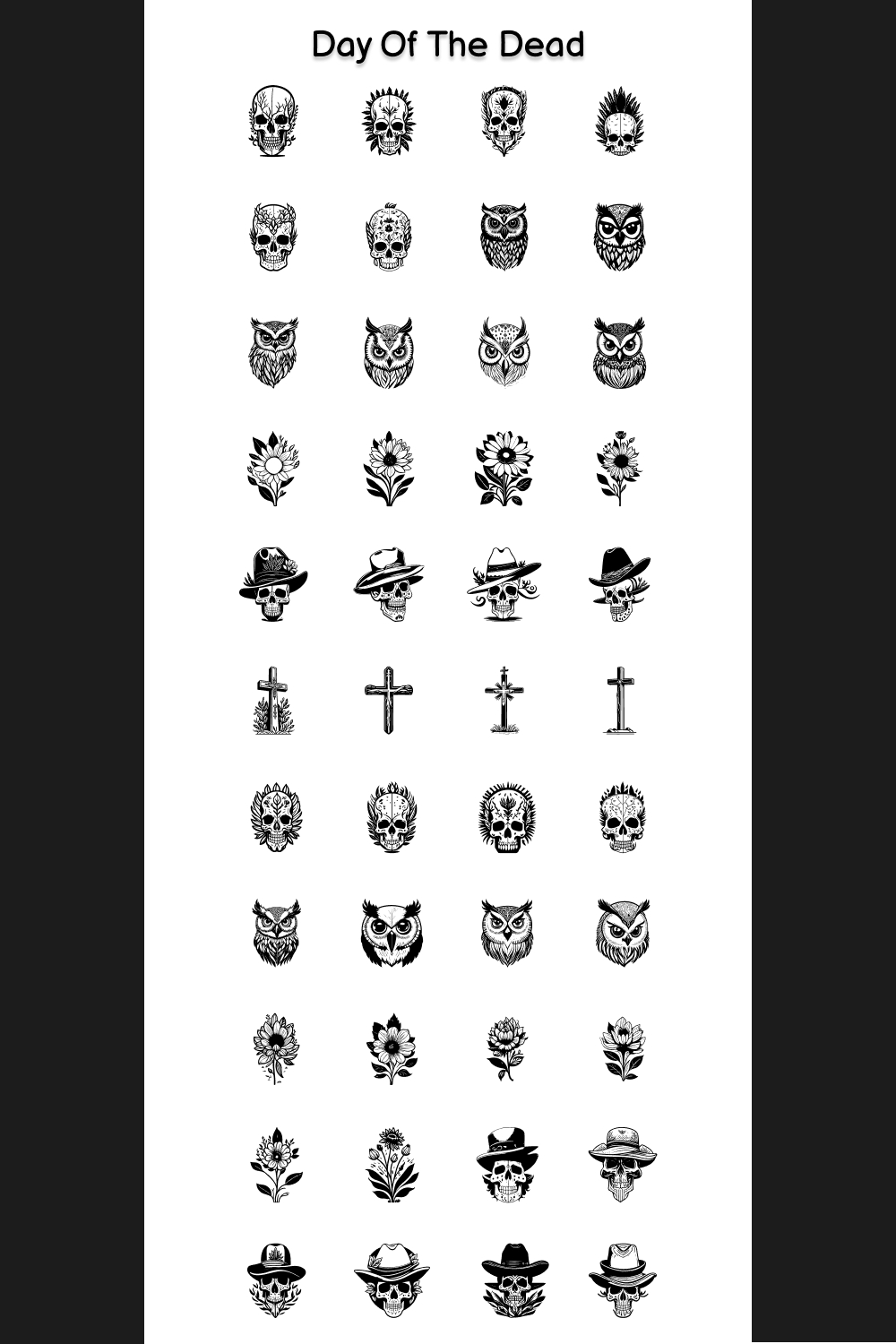 Day Of The Dead Element Draw Black pinterest preview image.