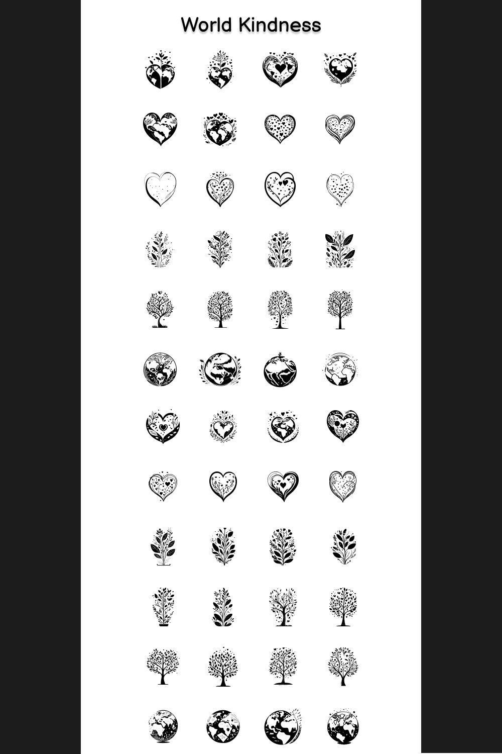 World Kindness Element Draw Black pinterest preview image.