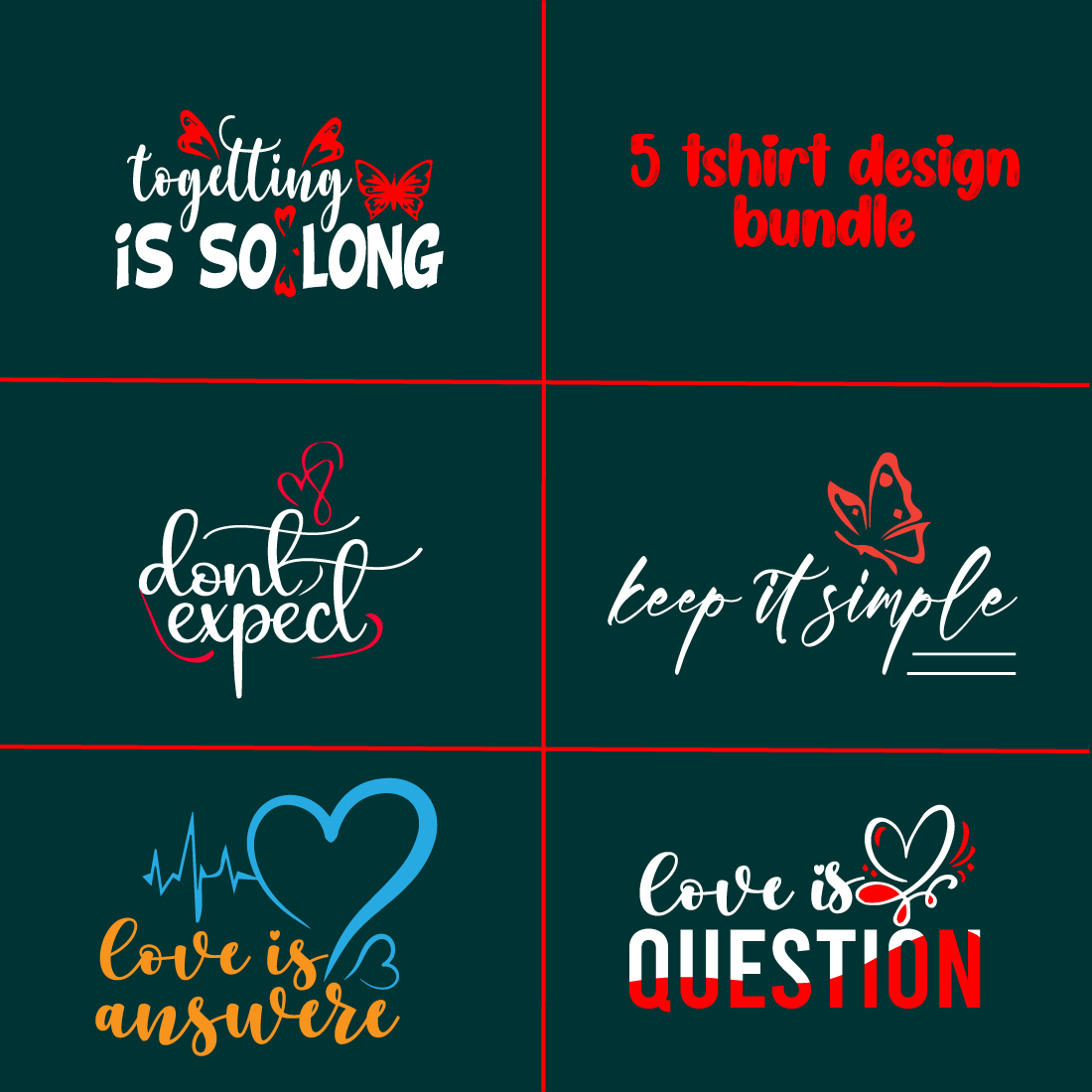 Motivational typography t-shirt design bundle for everyone preview image.