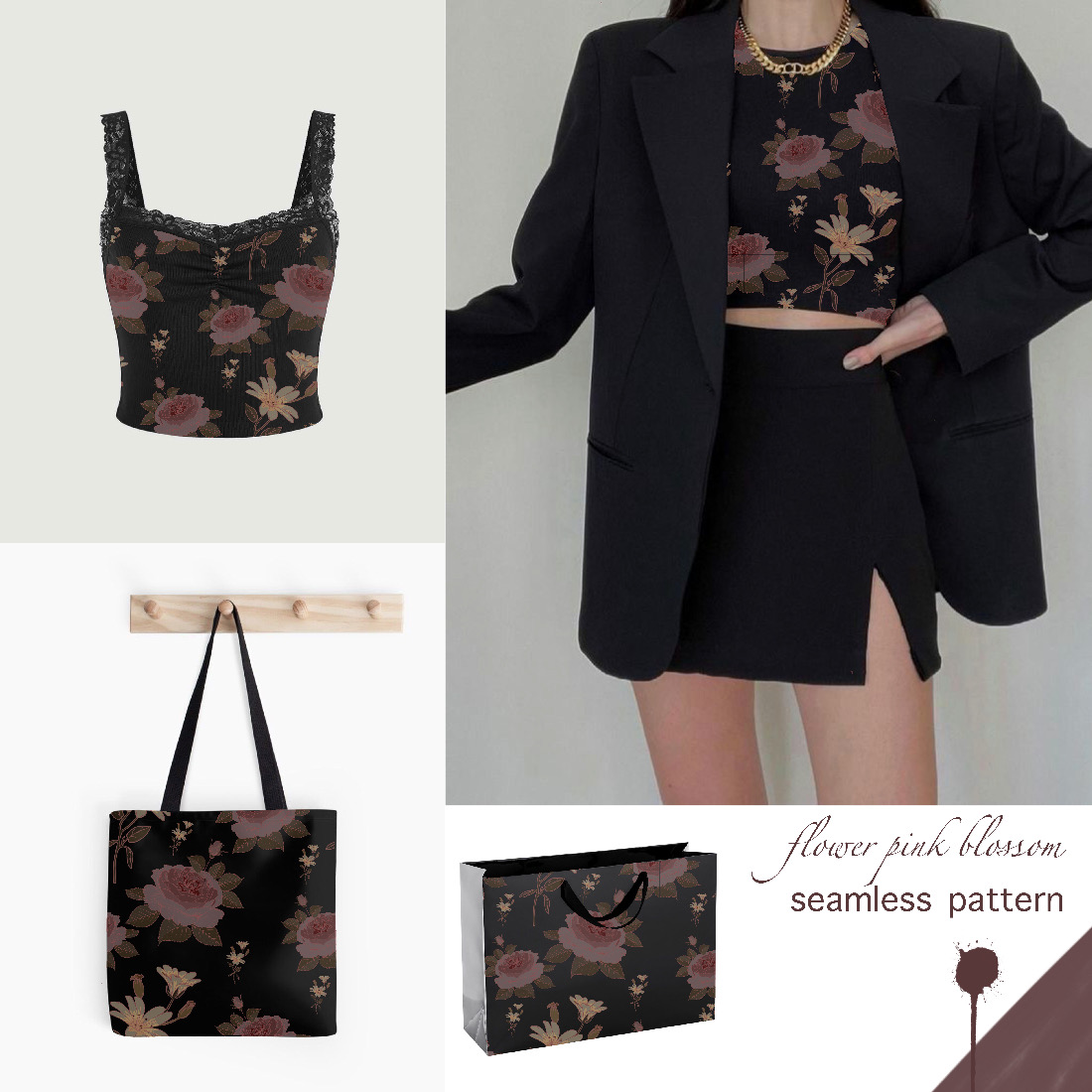 Neon Bloom Elegance: Seamless Pattern with Blossom Flower for Chic Women's Wear cover image.