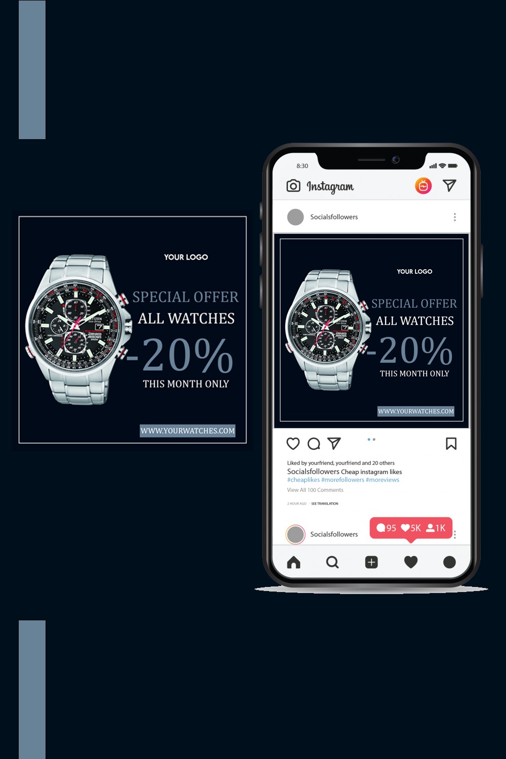 Social Media Post For Watch Selling pinterest preview image.