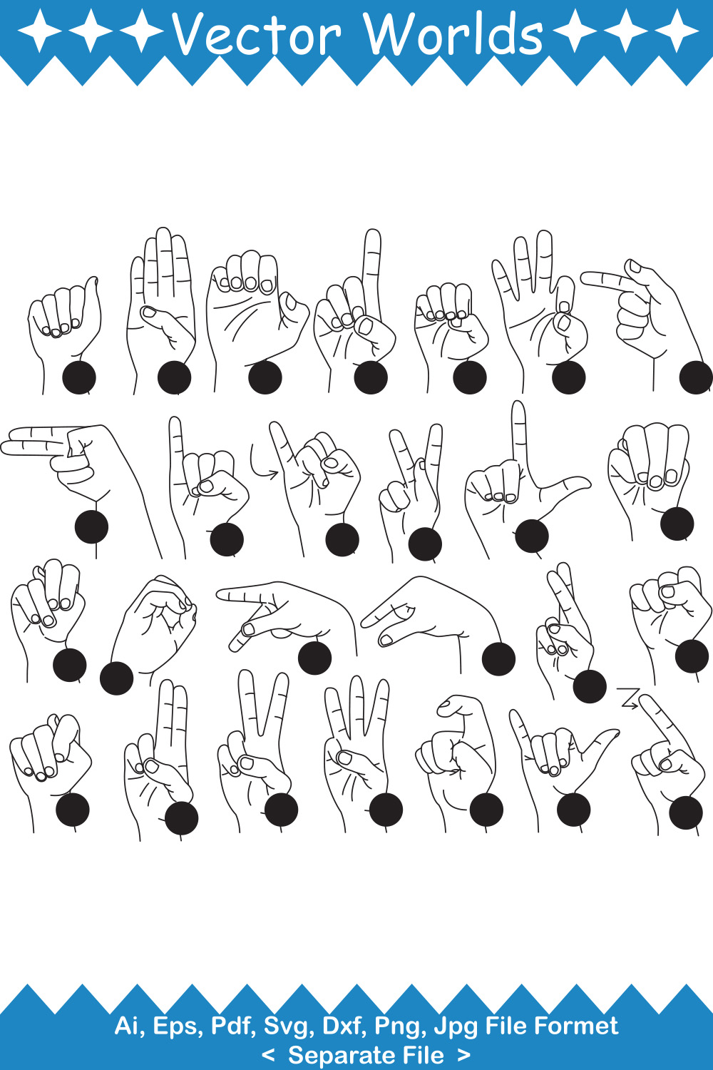 Hands Signs SVG Vector Design pinterest preview image.