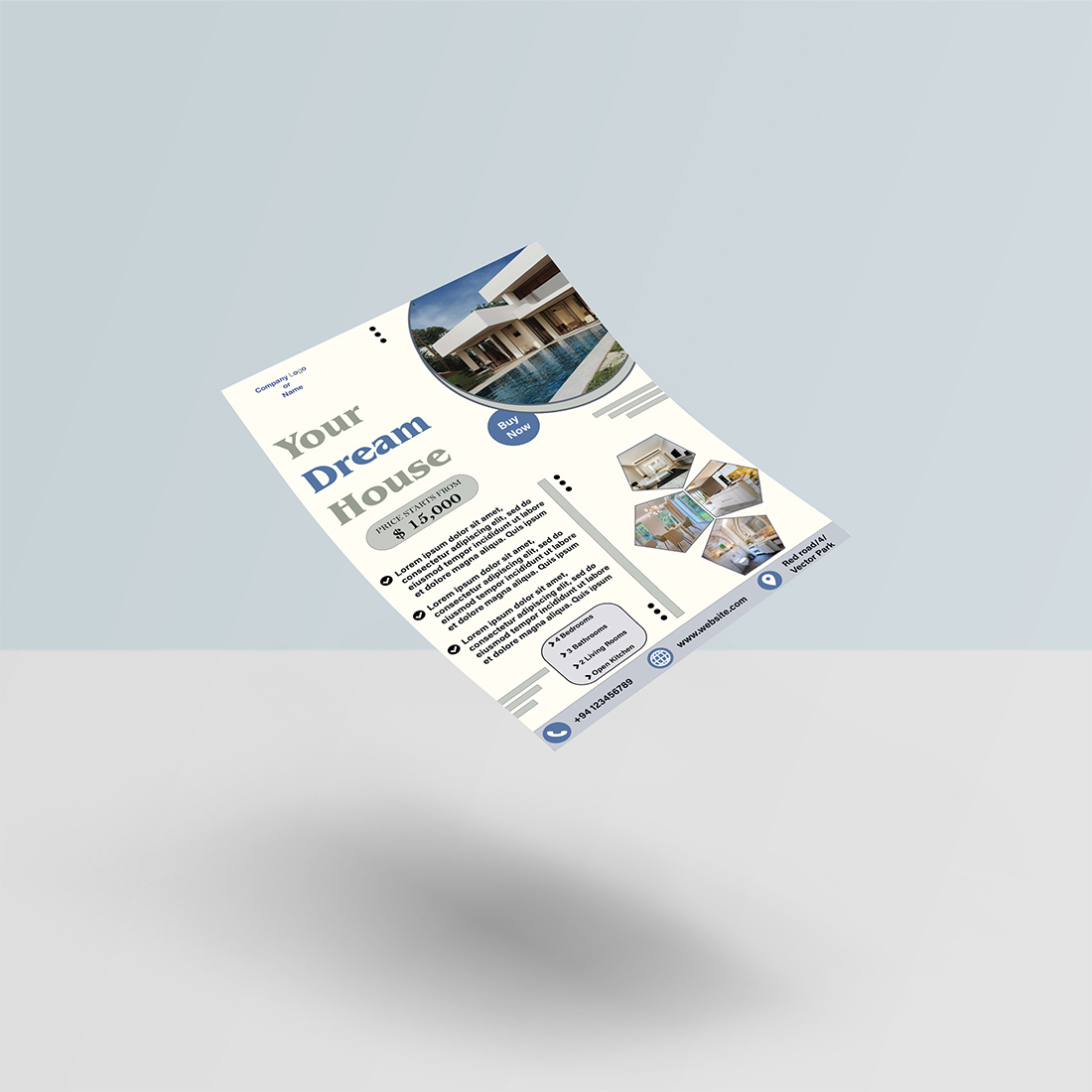 Professional, clean and modern Real estate flyer preview image.