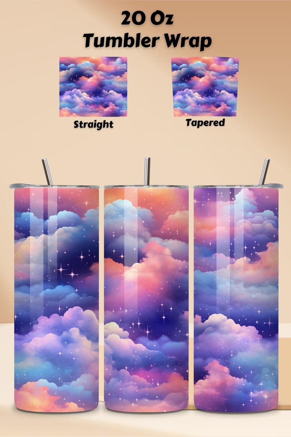 Tumbler Wrap Design | Seamless Sky | Sublimation PNG | 20 oz, tumbler designs, tumbler image, tumbler patterns, tumbler seller, tumbler wraps, wrap png designs pinterest preview image.