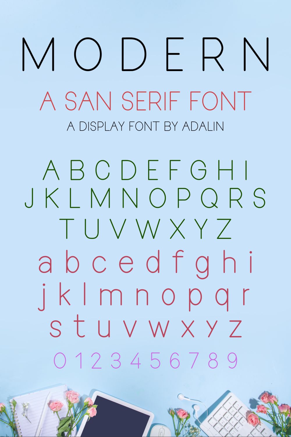 Modern - San Serif font pinterest preview image.