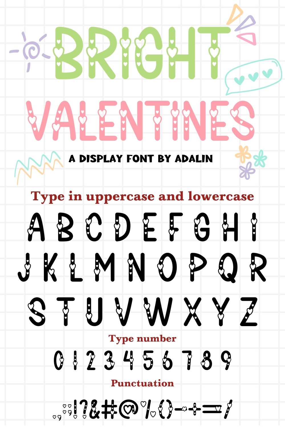 Bright Valentines - Display font pinterest preview image.