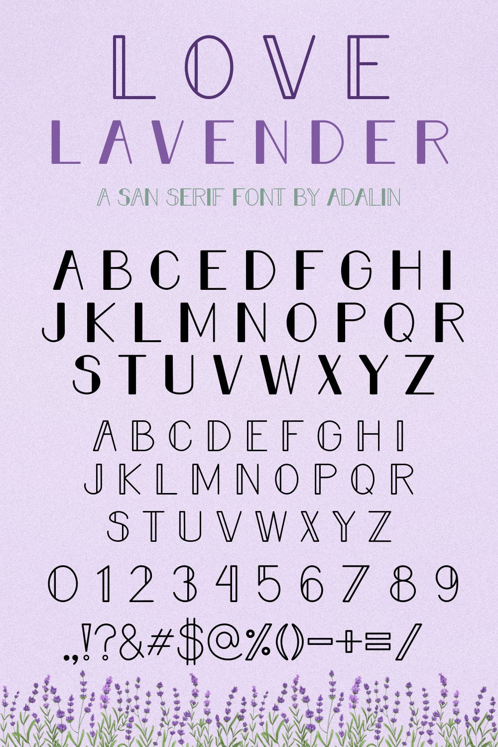 Love Lavender - San Serif Font pinterest preview image.