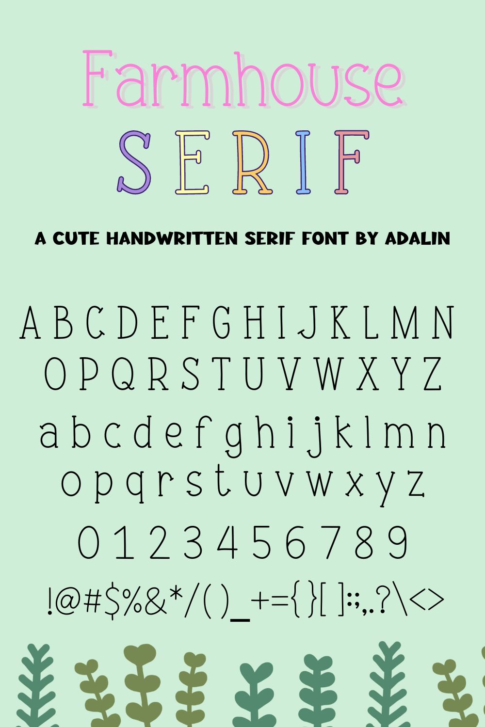 Farmhouse Serif Font pinterest preview image.