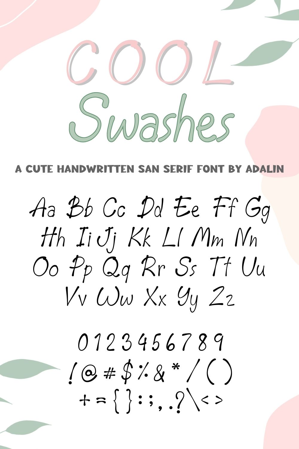 Cool Swashes - Handwritten font pinterest preview image.