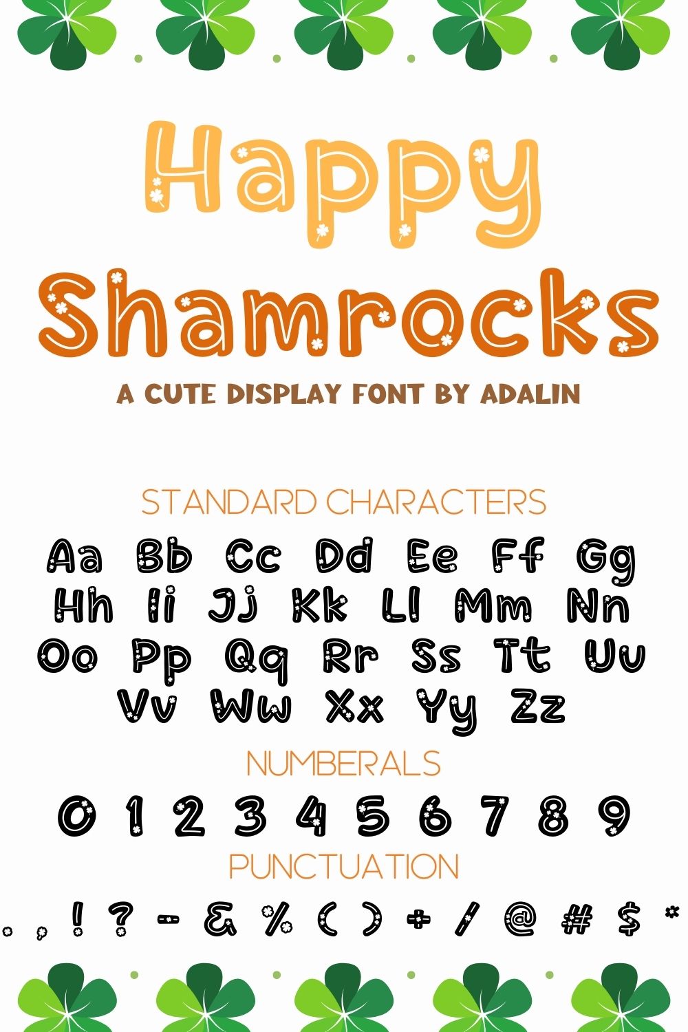 Happy Shamrocks - Display Font pinterest preview image.