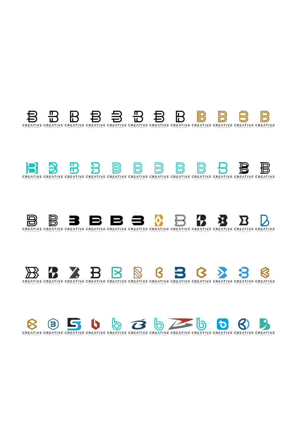 creative letter B icon set design for business of luxury, elegant, simple pinterest preview image.