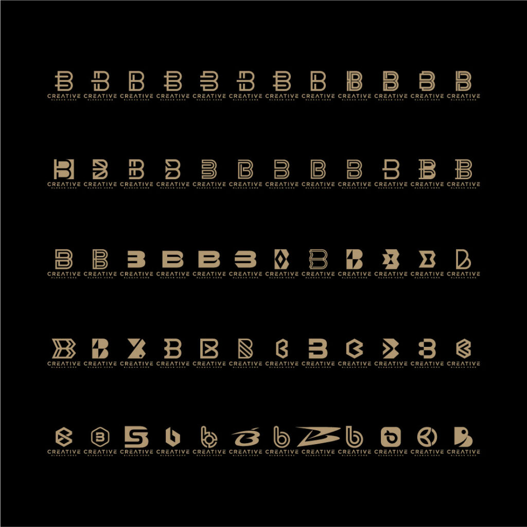 Pretty B Icon creative letter B icon set. design for business of luxury, elegant ...