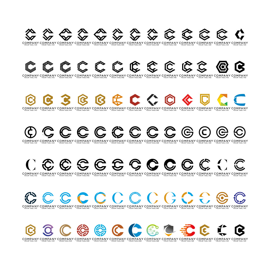 creative letter C icon set design for business of luxury, elegant, simple preview image.