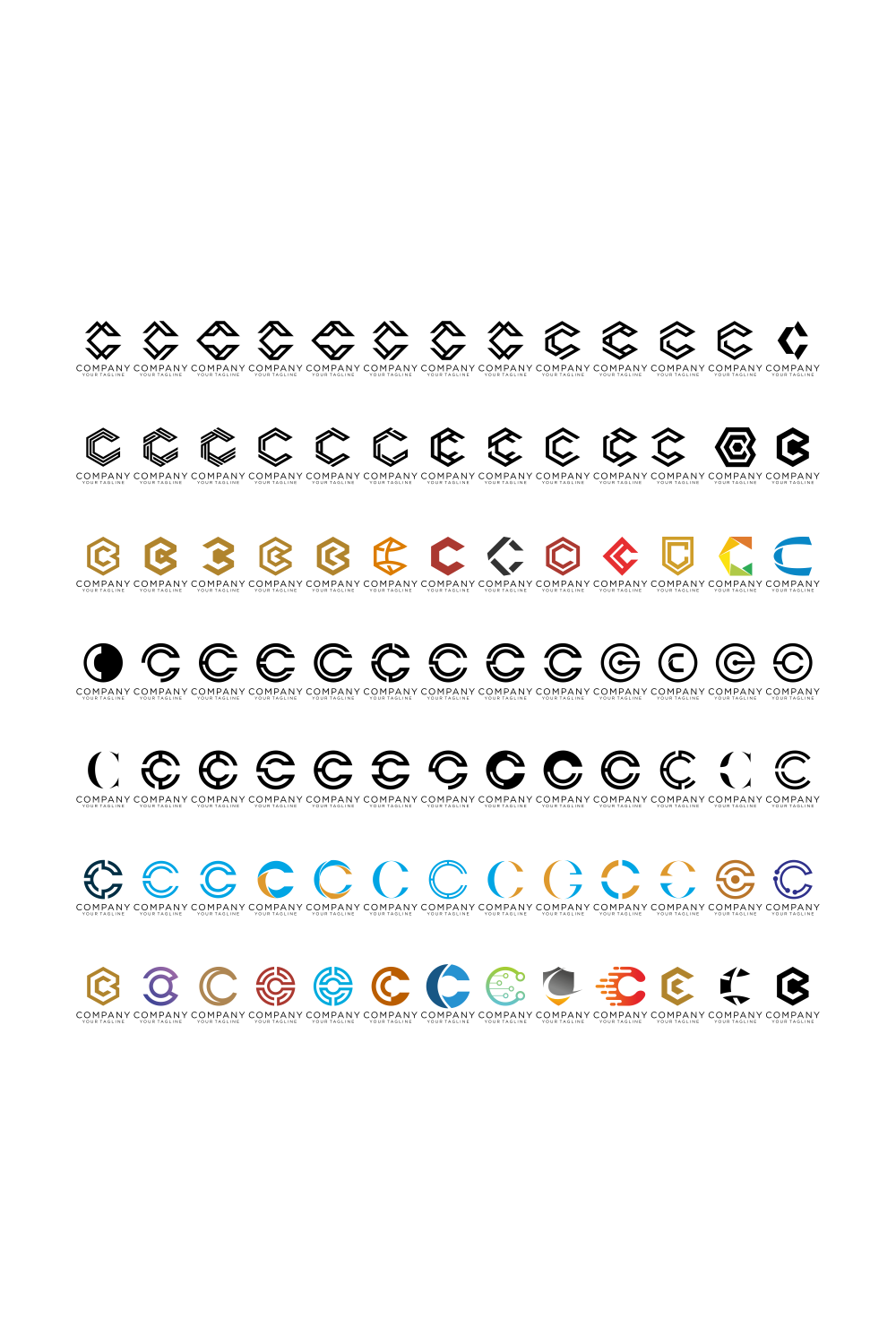 creative letter C icon set design for business of luxury, elegant, simple pinterest preview image.