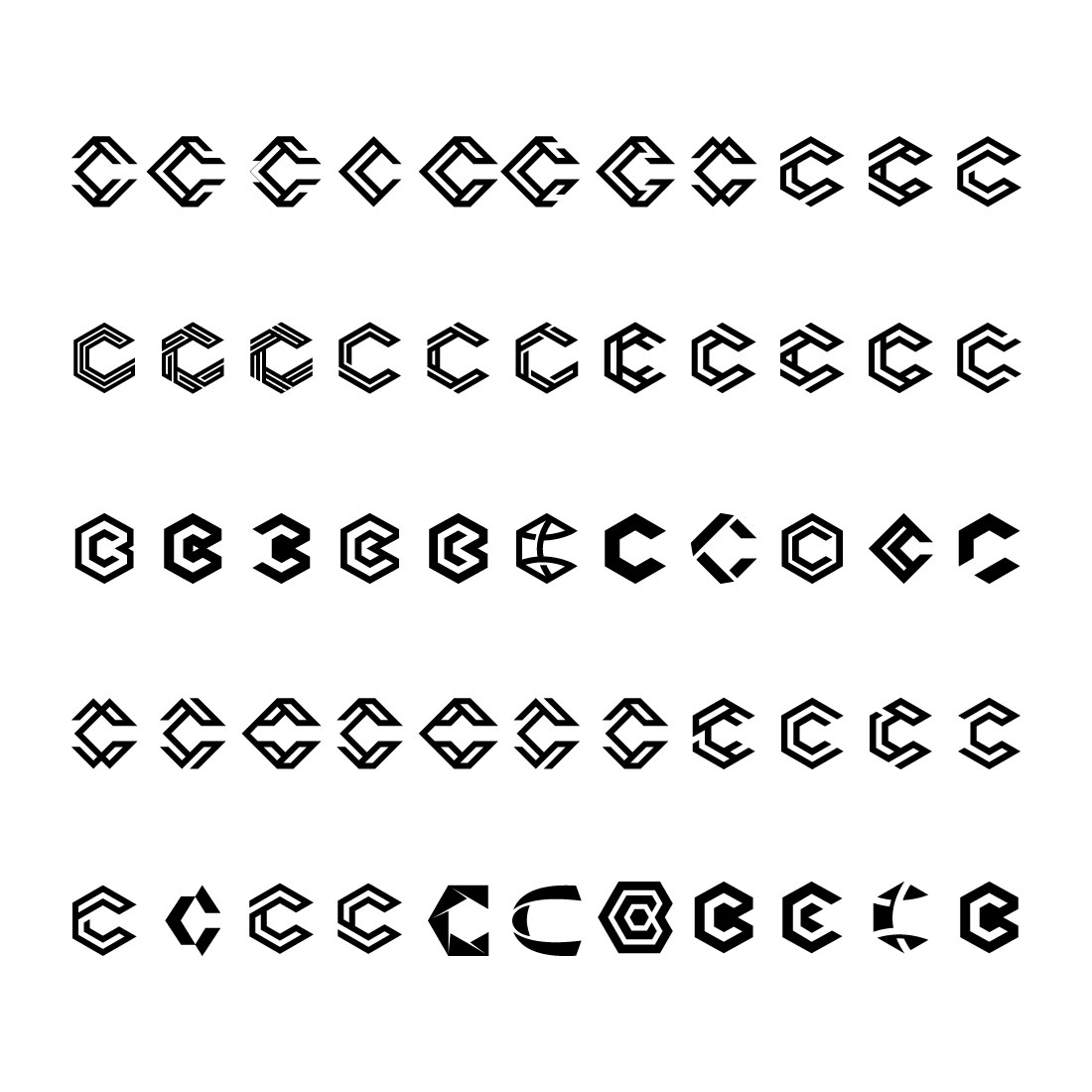 creative letter C icon set design for business of luxury, elegant, simple preview image.