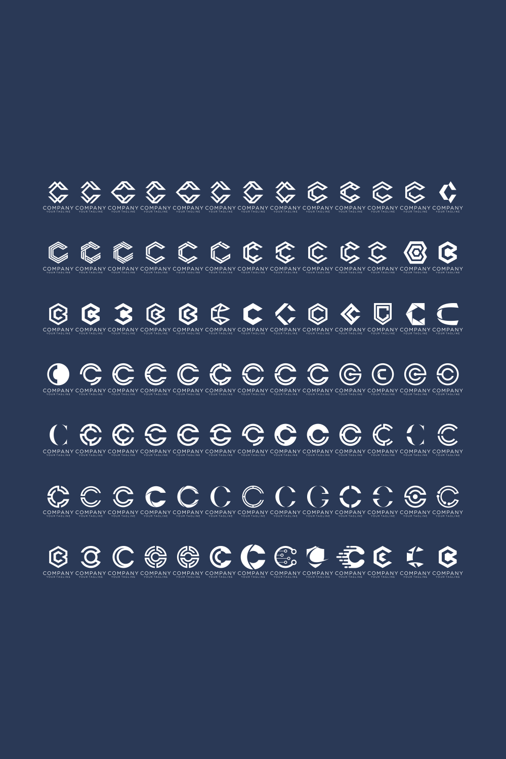 creative letter C icon set design for business of luxury, elegant, simple pinterest preview image.