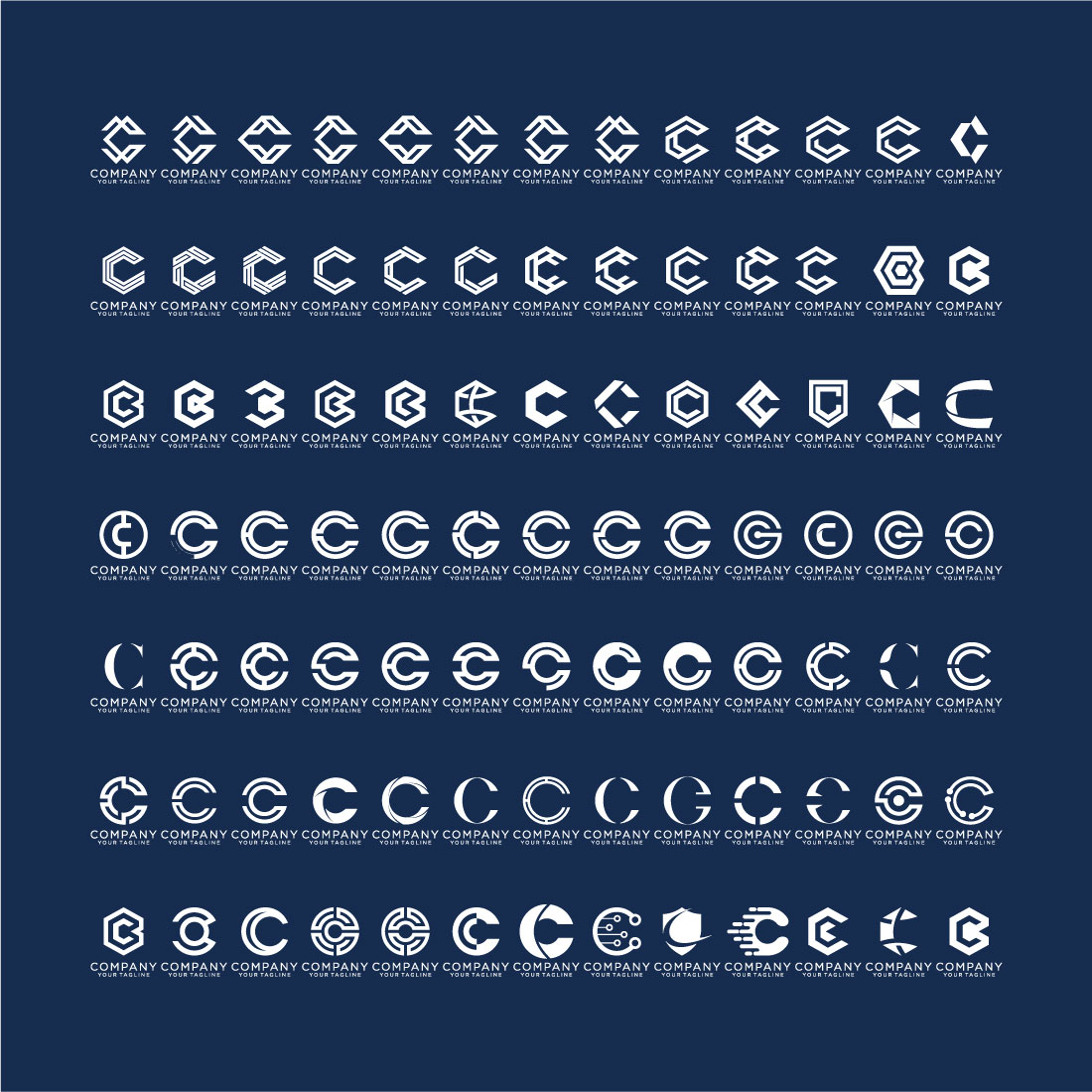 creative letter C icon set design for business of luxury, elegant, simple preview image.