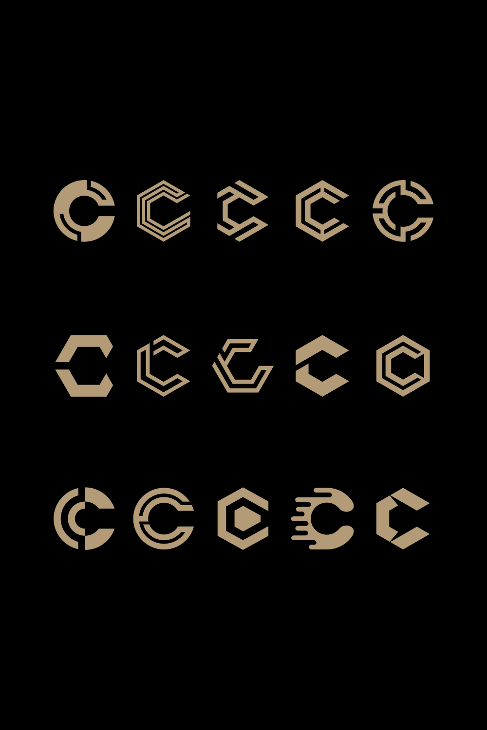 creative letter C icon set design for business of luxury, elegant, simple pinterest preview image.