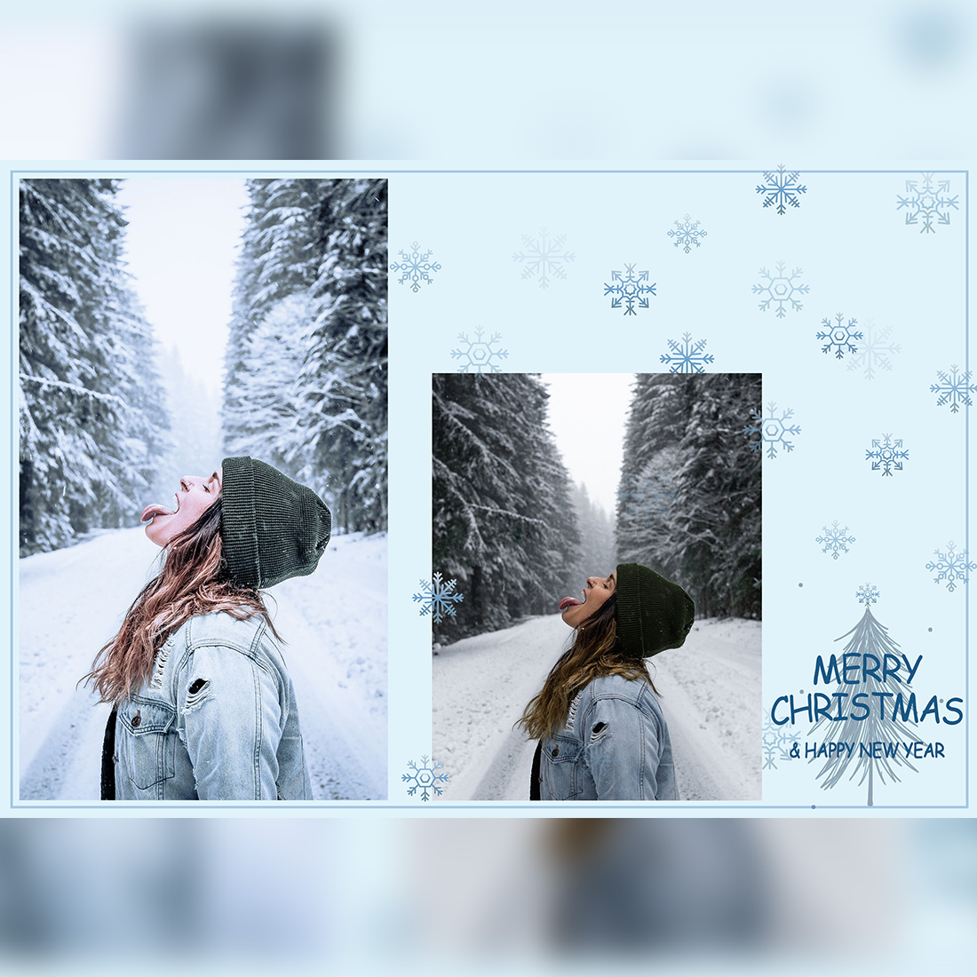 12 Cute Winter Lightroom Presets, Snow Mobile Preset, Christmas Desktop LR Lifestyle DNG Instagram Blue Filter Theme Portrait Season preview image.